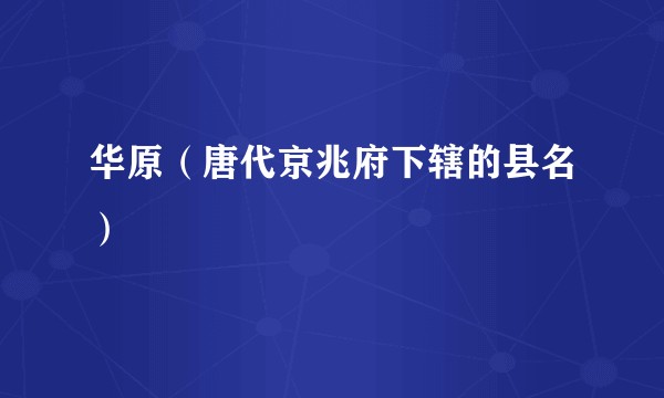 华原（唐代京兆府下辖的县名）