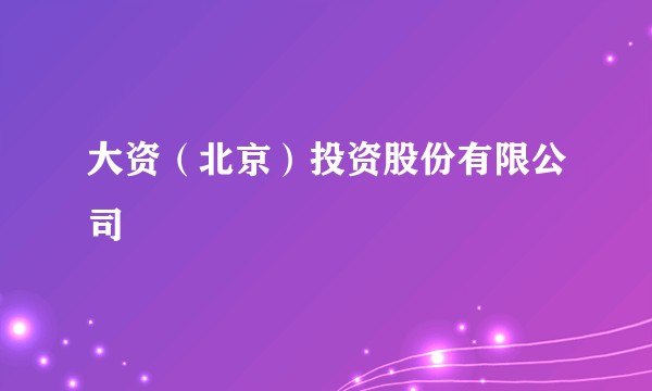 大资（北京）投资股份有限公司