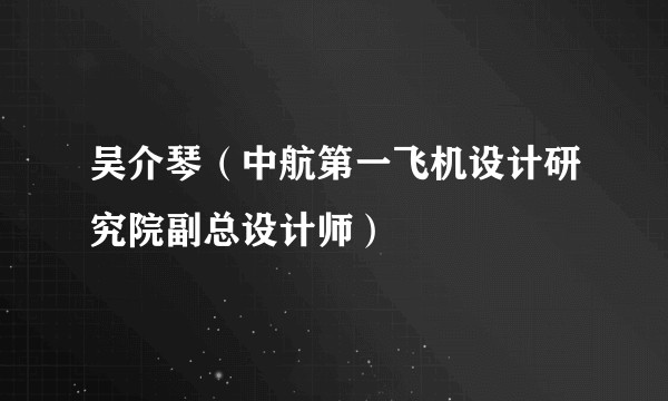 吴介琴（中航第一飞机设计研究院副总设计师）