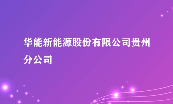 华能新能源股份有限公司贵州分公司