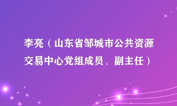 李亮（山东省邹城市公共资源交易中心党组成员、副主任）