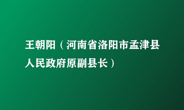 王朝阳(河南省洛阳市孟津县人民政府原副县长)