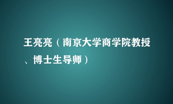 王亮亮（南京大学商学院教授、博士生导师）