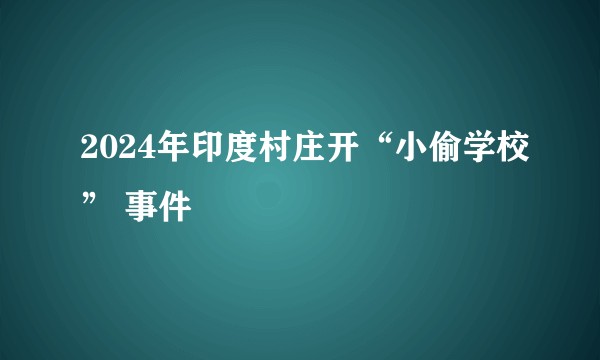 2024年印度村庄开“小偷学校” 事件