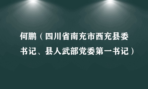 何鹏（四川省南充市西充县委书记、县人武部党委第一书记）