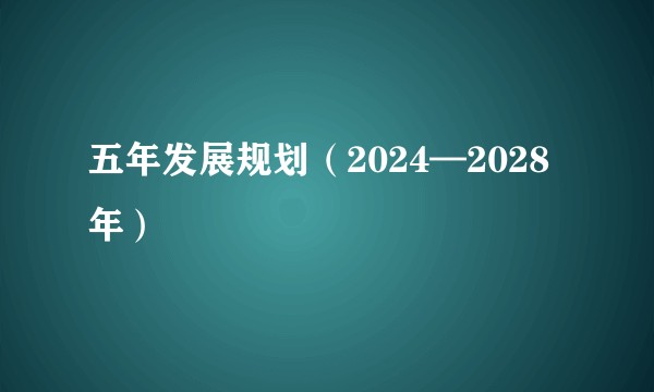 五年发展规划（2024—2028年）