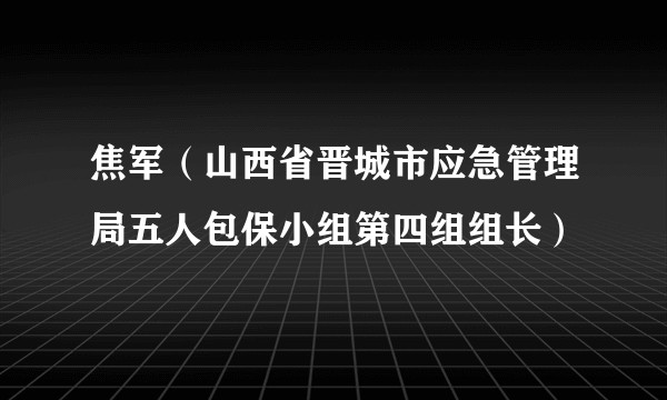 焦军（山西省晋城市应急管理局五人包保小组第四组组长）