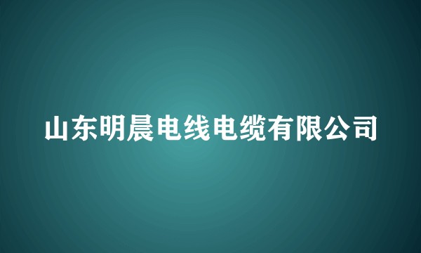 山东明晨电线电缆有限公司