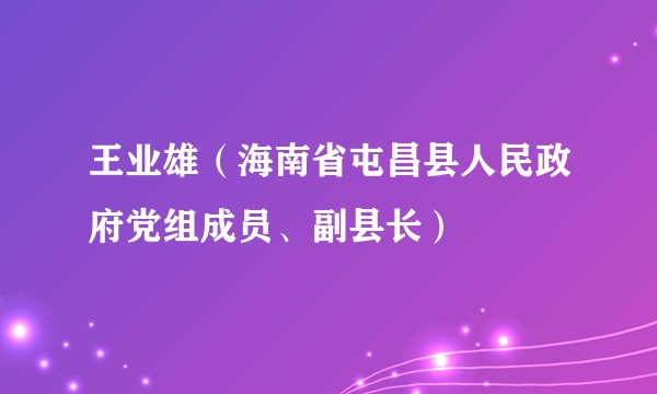 王业雄(海南省屯昌县人民政府党组成员、副县长)