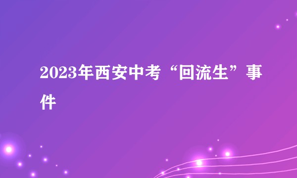 2023年西安中考“回流生”事件