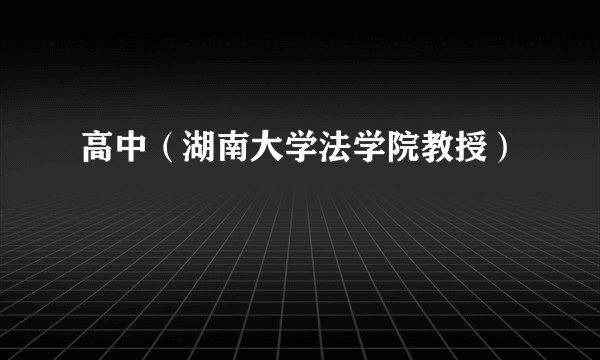高中（湖南大学法学院教授）