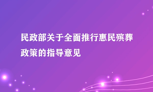 民政部关于全面推行惠民殡葬政策的指导意见