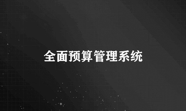 全面预算管理系统