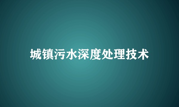 城镇污水深度处理技术