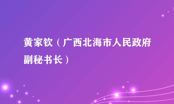 黄家钦（广西北海市人民政府副秘书长）