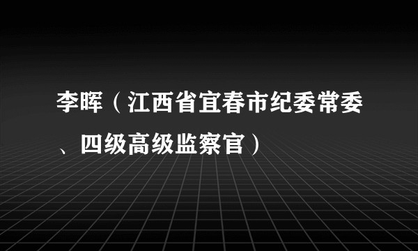 李晖（江西省宜春市纪委常委、四级高级监察官）
