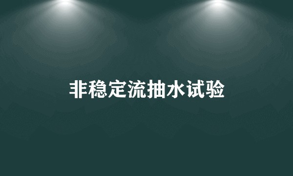 非稳定流抽水试验