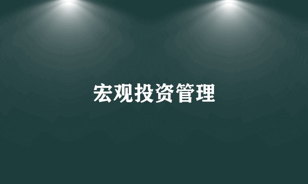 宏观投资管理