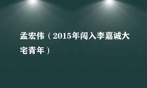 孟宏伟（2015年闯入李嘉诚大宅青年）