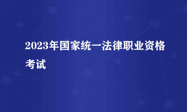2023年国家统一法律职业资格考试