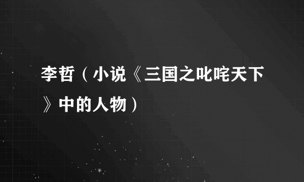李哲(小说《三国之叱咤天下》中的人物)