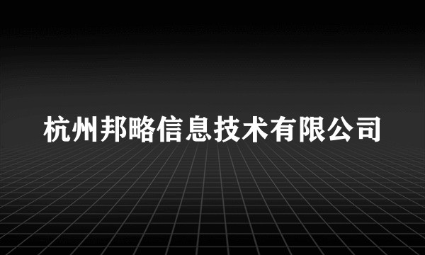 杭州邦略信息技术有限公司