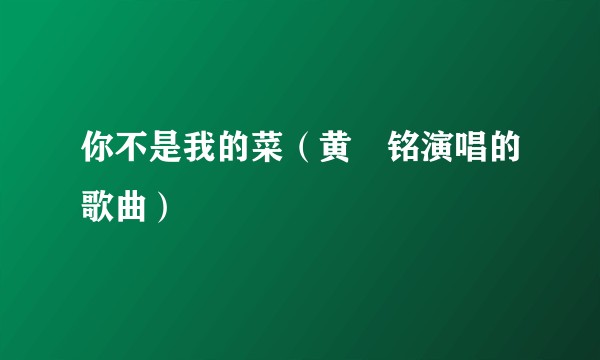 你不是我的菜（黄烱铭演唱的歌曲）