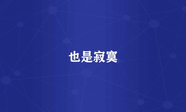 也是寂寞
