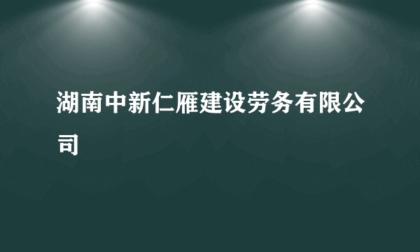 湖南中新仁雁建设劳务有限公司