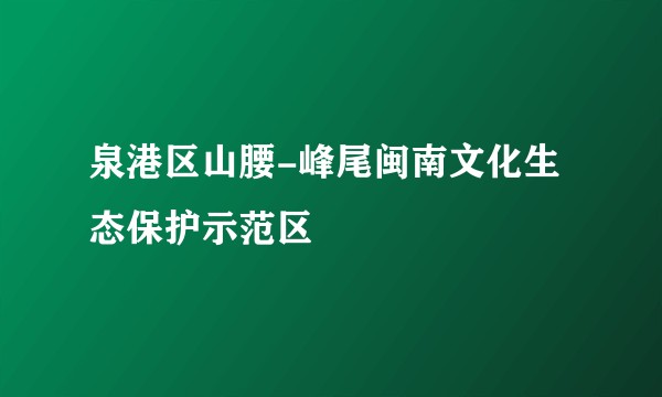 泉港区山腰-峰尾闽南文化生态保护示范区