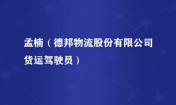 孟楠（德邦物流股份有限公司货运驾驶员）