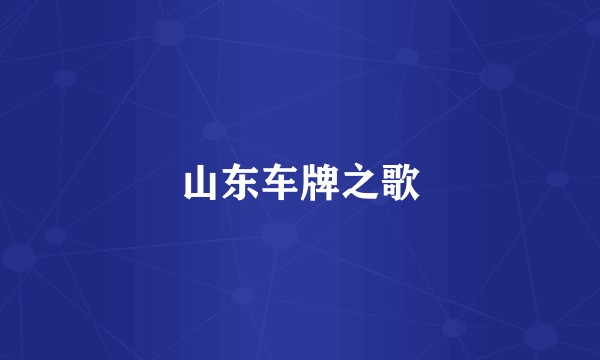 山东车牌之歌