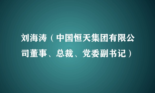 刘海涛（中国恒天集团有限公司董事、总裁、党委副书记）