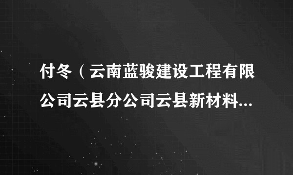 付冬（云南蓝骏建设工程有限公司云县分公司云县新材料光伏产业园区项目负责人）