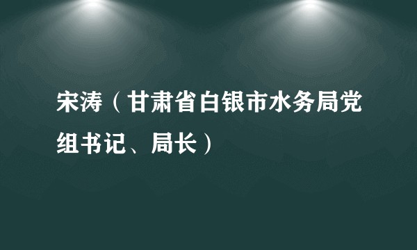 宋涛（甘肃省白银市水务局党组书记、局长）