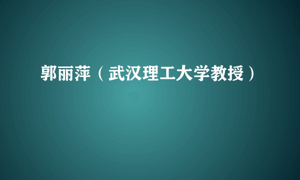 郭丽萍（武汉理工大学教授）