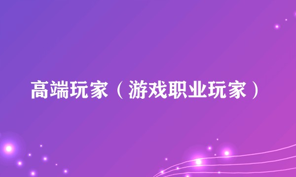 高端玩家（游戏职业玩家）