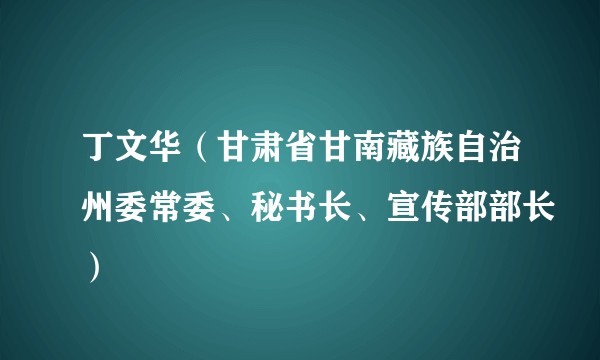 丁文华（甘肃省甘南藏族自治州委常委、秘书长、宣传部部长）