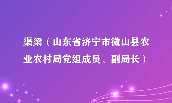 渠梁（山东省济宁市微山县农业农村局党组成员、副局长）