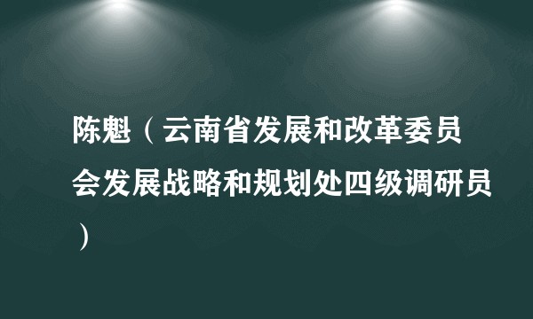 陈魁（云南省发展和改革委员会发展战略和规划处四级调研员）