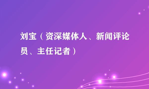 刘宝（资深媒体人、新闻评论员、主任记者）