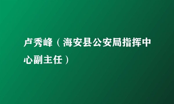 卢秀峰(海安县公安局指挥中心副主任)