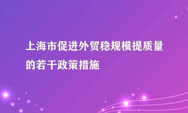 上海市促进外贸稳规模提质量的若干政策措施