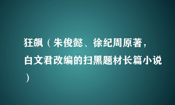 狂飙(朱俊懿、徐纪周原著,白文君改编的扫黑题材长篇小说)