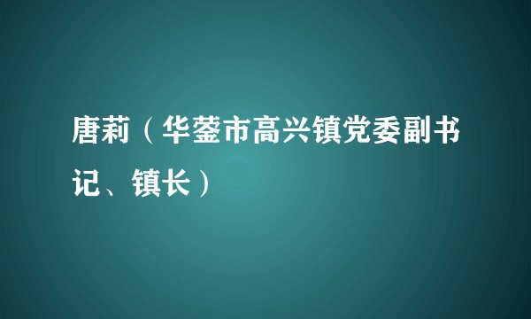 唐莉（华蓥市高兴镇党委副书记、镇长）