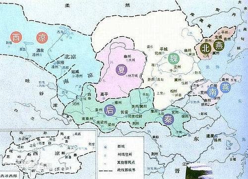 北凉（十六国时期汉族段业、匈奴族沮渠蒙逊建立的割据政权）