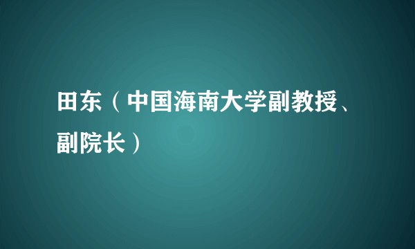 田东(中国海南大学副教授、副院长)