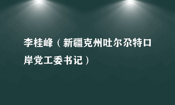 李桂峰(新疆克州吐尔尕特口岸党工委书记)
