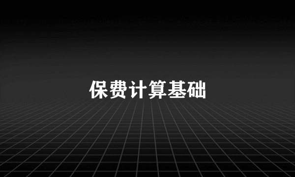 保费计算基础