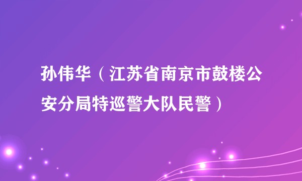 孙伟华（江苏省南京市鼓楼公安分局特巡警大队民警）